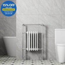 Traditional Victorian Bathroom Heated Towel Rail Radiator White/Chrome 952x568mm