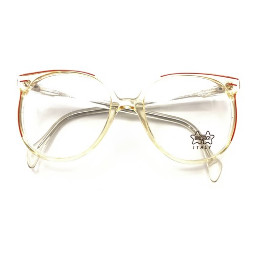 Luxottica NEW Vintage Cristal Red Clear Red Round Eyeglasses Frames 52 130 Italy - Picture 11 of 12