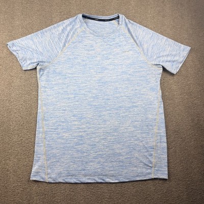 Hind Men's L Large Blue Space Dye Performance Running T-Shirt Activewear Tee