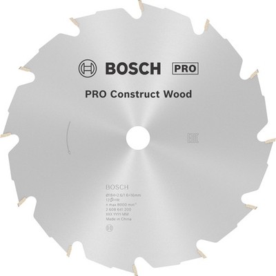 Bosch PRO Construct Wood Kreissägeblatt, 184 x 2,6 x 16 mm, T12
