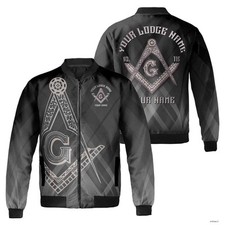 Customize Name Lodge Name Masonic Freemasonry Emblem Mason Unisex Bomber Jacket