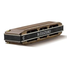 Suzuki M-20W-D-U Manji 10-Hole Diatonic Harmonica - Wooden Walnut Covers Key ...