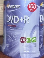 New Sealed Memorex DVD R 16X 4.7GB 120 min 100 Pack DVDs
