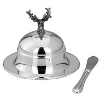 Butterdose 125G Versilbert & Deckel, Glaseinsatz Butterglocke Rund Butterschale