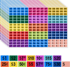 Removable Garage Sale Price Stickers, 3375 pcs Yard Sales Price Stickers, Wat...