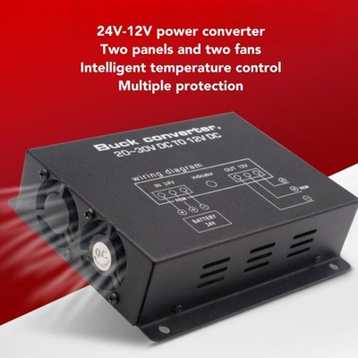DC to DC Power Converter Voltage Reducer w/ Dual Fan Cooling for Automotive Use