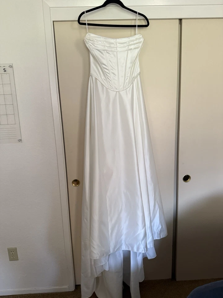 Wtoo Watters Allie Strapless Corset Satin Wedding Gown Size 6 - Image 3 of 4