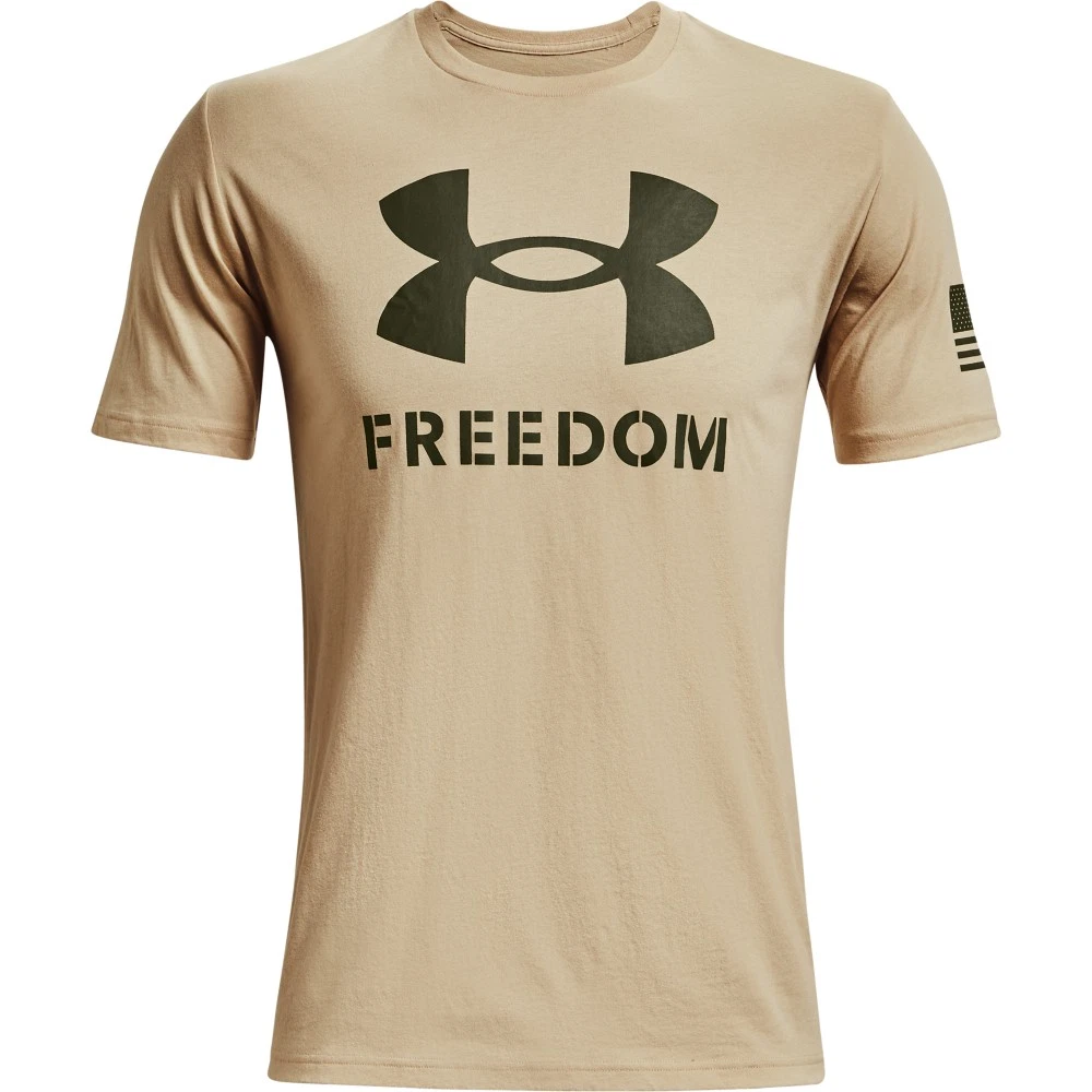 Under Armour 1370811 Men's UA Freedom Logo T-Shirt, Desert Sand, Medium