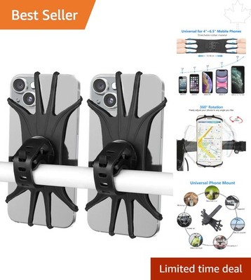 2 Pack Bike Phone Mount, 360° Rotatable Silicone Holder for All Smartphones
