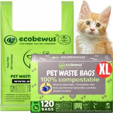 100 Compostable XL Pet Waste Bag Plant-Based Biodegradable Cat Litter 120 ct. 