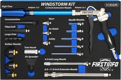 FIRSTINFO A18569KEU Druckluft Ausblaspistole Zweiwege Windstorm Kit