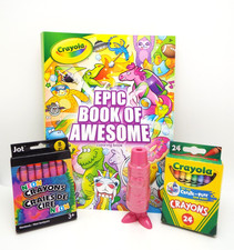 4: Crayola Epic Coloring Book of Awesome  2 Crayon Boxes, Crayon Sharpener NEW 