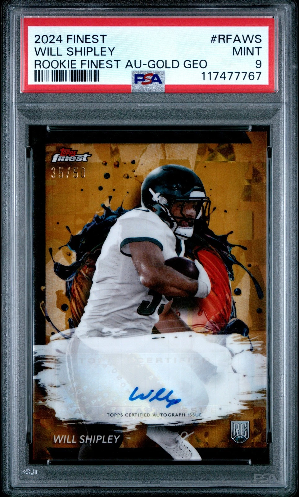 Will Shipley Topps Finest Rookie Finest Autographs #RFAWS Gold Geometric