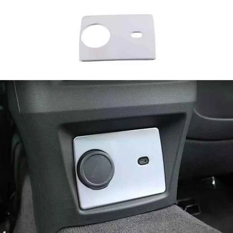 Trim 1PCS Rear Cigarette Lighter Panel Silver Steel For Cadillac CT5 2020-2022
