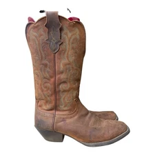 Justin Stampede Durant Square Toe Leather Cowboy Boot Women size 10.5 C wide