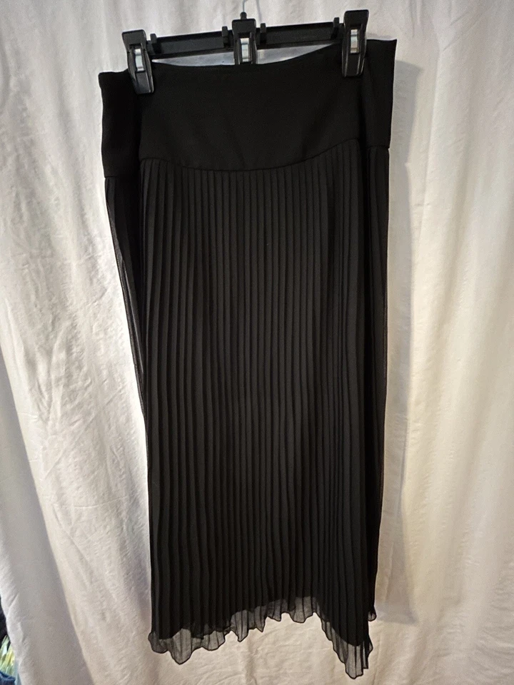 Falda midi acordeón totalmente plisada Relativity negra para mujer talla 8 modesta Foto 4 de 4