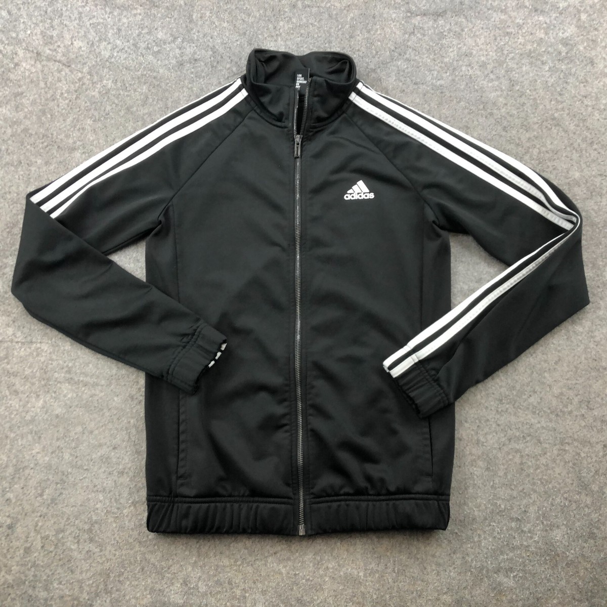 アディダス ジャケット XS SS メンズ レディース Adidas Jacket Womens XS Black Full Zip Spell Out Casual Soccer Gym