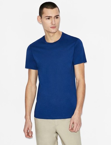 A|X Armani Exchange Men's Short Sleeve Pima Cotton Crew Neck T-Shirt, Blue, XS - Picture 2 of 3