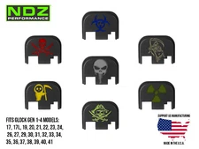 NDZ Slide Cover Backplate for Glock 17 19 Gen 1-4 Aluminum - Color Skull Images