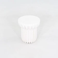 2023 Roche Bobois Ceramic Radian Tall Side / End Table in Blanc Brilliant 16 in