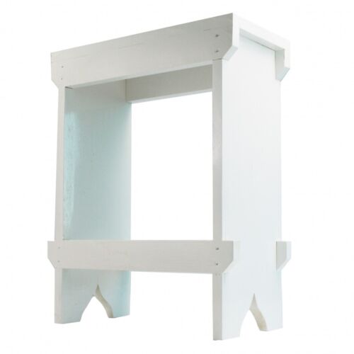 Retro Handmade Wooden Bar Stool High Shabby Chic Rectangle Seat Bench White - Picture 2 of 4