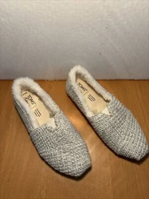 TOMS Size 6.5 Womens Alpargata NWD White Cozy Sweater Knit Loafer Shoes 10016743