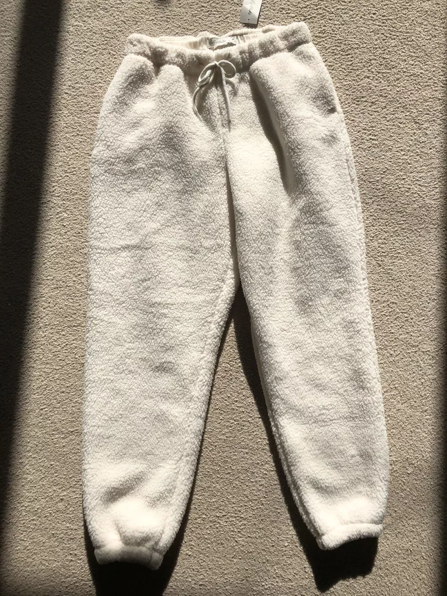 Gilly Hicks Hollister White Sherpa Fur Joggers Lounge Pants Drawstring  Medium M