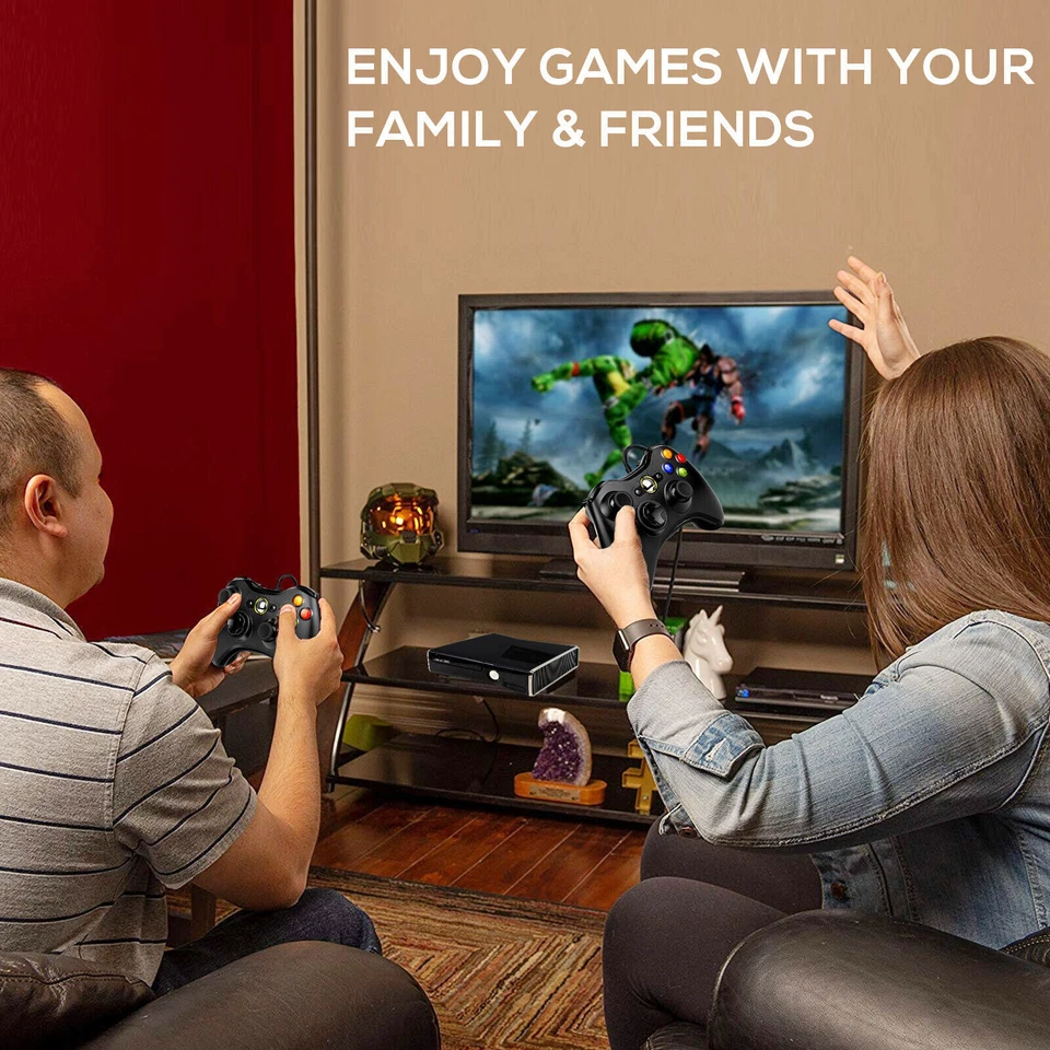 Wired Controller Gamepad Kabelgebunden USB Schwarz Für Microsoft Xbox 360 PC - Bild 4 von 4