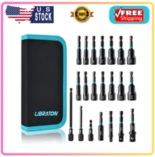 Libraton 21-Pc Magnetic Nut Driver Set, Impact Drill Bit Set w/ Case