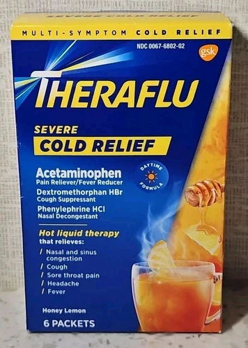 Theraflu Daytime Honey Lemon Cold Relief Powder 6 Count Packets 05/2026