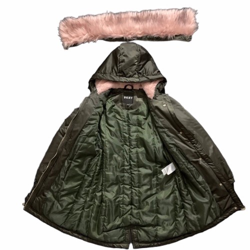 NWOT DKNY Big Girl Olive Green Hooded Long Anorak Jacket-Sz. Lg (14/16) - Picture 8 of 10