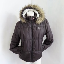 Vtg Element Jacket Puffer Coat Womens L Black Lightweight Hooded Zip Streetwear