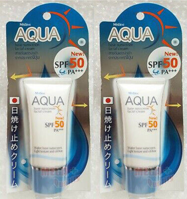 2 x Mistine AQUA Base Sunscreen Facial Cream SPF 50 PA+++ Oil Free Formula 20g