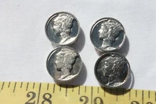 Dime Head  Button Cover's Metal Sewing Buttons Collectibles Crafts Jewelry 4pcs