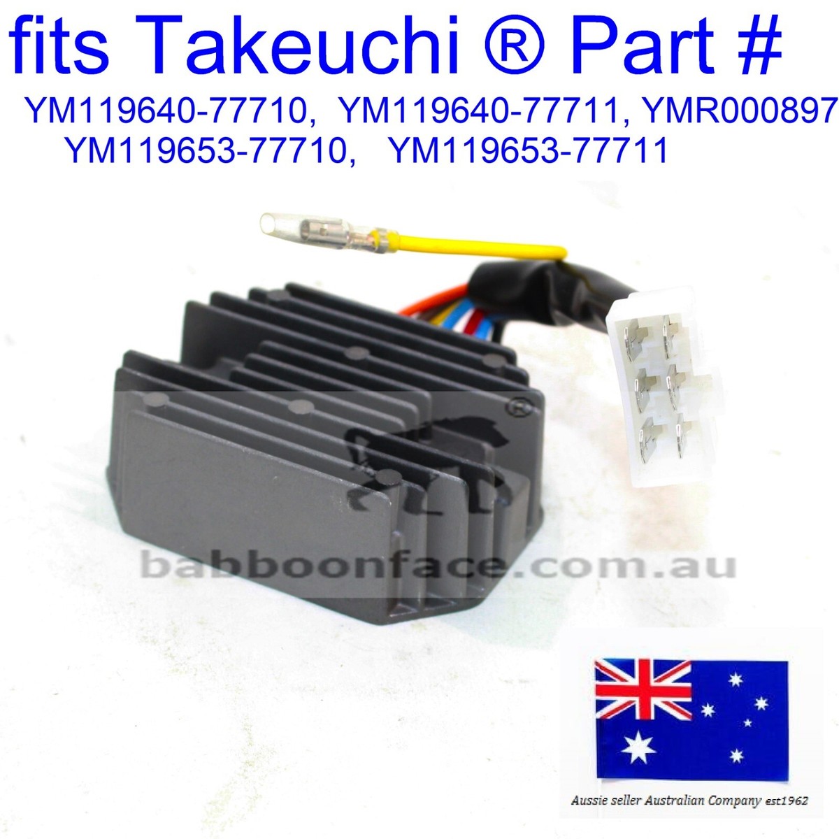 for Takeuchi Yanmar 12V Voltage Regulator Rectifier YM119653-7770
