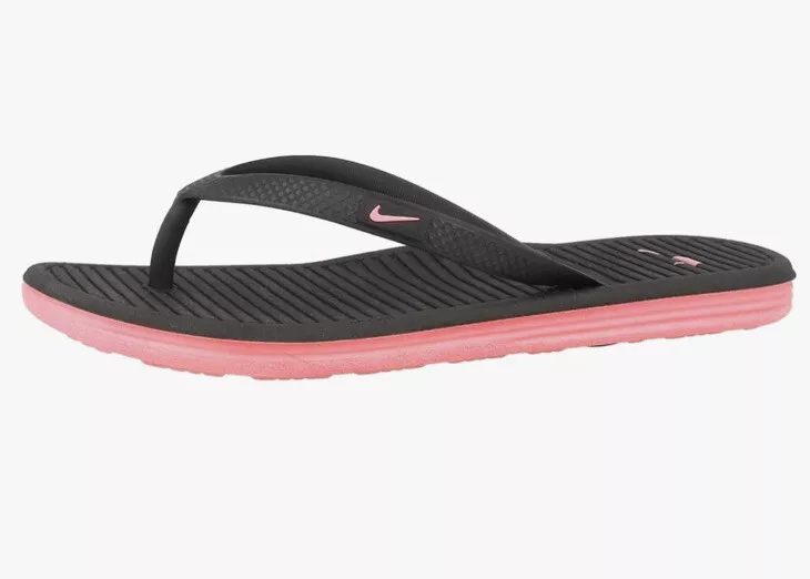 NEW NIKE GIRLS SOLARSOFT THONG 2, size BLACK with pink YOUTH | eBay