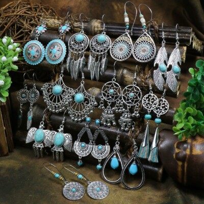 Women s Beautiful Vibrant Patterns Beaded Drop Earrings.Different Designs