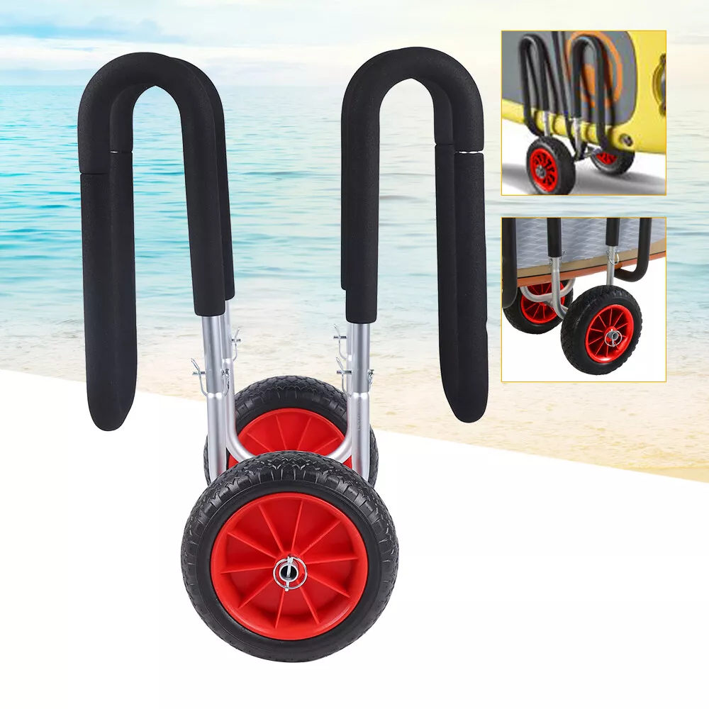 Paddle Board Carrier Ski Surfboard Transport Carrier Tote Trolley W Solid Wheel