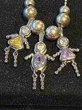 Vintage/Retro Kids birthstone charms 1 boys 2 girls Necklace Italy SS .925
