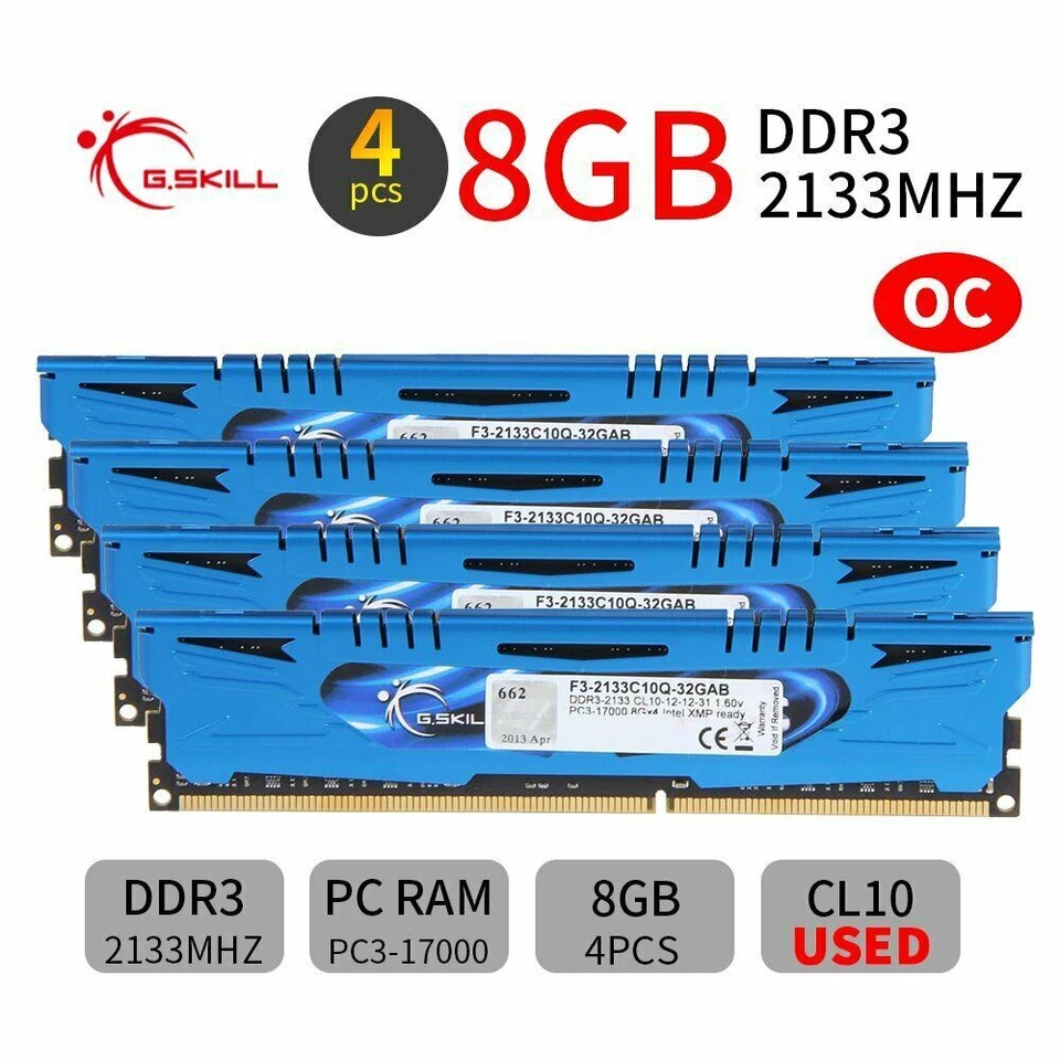 G.Skill Ares 32GB 16GB 8GB 4GB DDR3 OC 2133Mhz PC3-17000U Desktop Memory LOT UK - Image 3 of 4