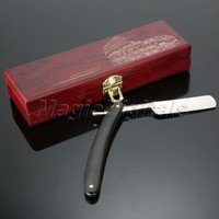 Black Wooden Handle Straight Razor Steel Blades Barber Folding Shaving Knife+box Black Wooden Handle Straight Razor Steel Blades Barber Folding Shaving Knife+box