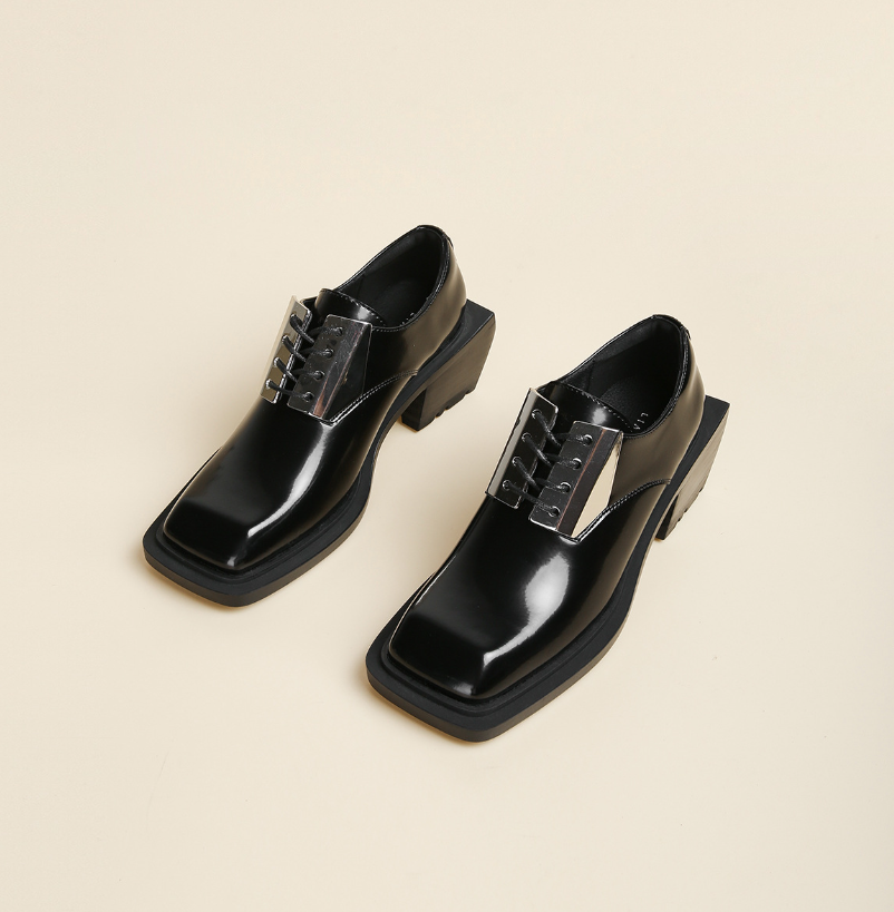 SAOLA Scarpe da lavoro uomo British Platform tacco basso stringate punta quadrata stringate nuove