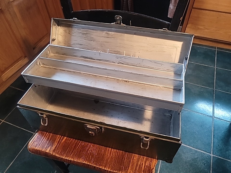 Vintage Metal Union Tool Chest Co Leather Handle Rochester NY USA