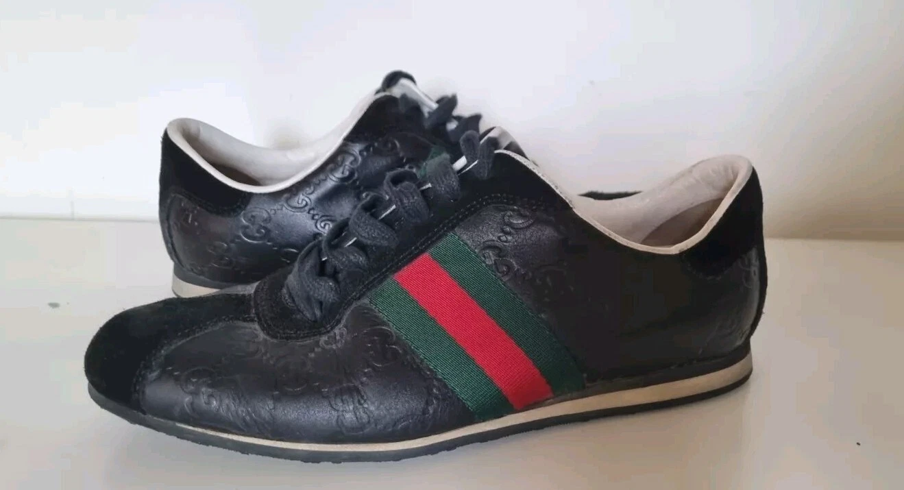 Baskets en cuir à rayures Gucci monogramme 38,5 G