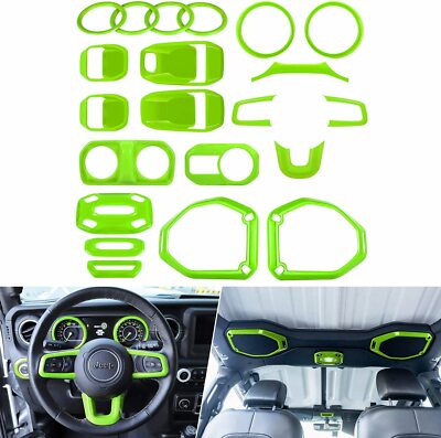 21X komplettes Interieur-Dekor-Abdeckungsset für Jeep Wrangler JL 2018-2022 Grün