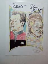 Hand-Signed X3 Autographed STAR TREK Print ROBERT DUNCAN McNEILL ETHAN PHILLIPS
