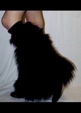 Black Fur Fluffy Leg Warmers Boot Covers Women girl Legwarmer Christmas Club Emo