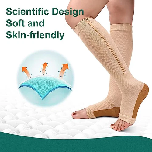Pair Medical Compression Socks Varicose Knee Vein Open Toe Support Stockings - Bild 13 von 50