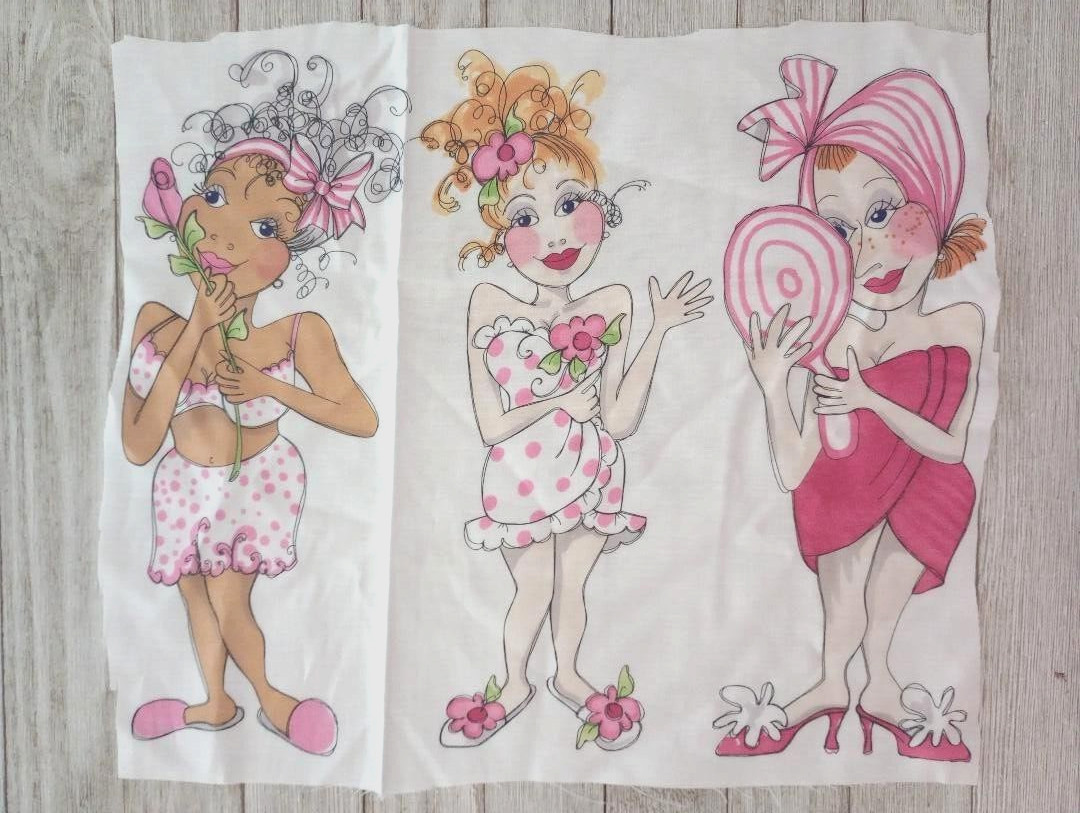 loralie bathettes fun fabric piece 11 x 13 inch 3 ladies 1pc new
