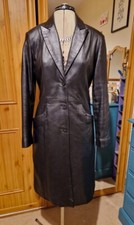 Ladies Black Vintage Leather Fiorelli Mid-length Jacket Size 10. Fully Lined.